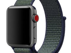 Curea iUni compatibila cu Apple Watch 1/2/3/4/5/6/7, 42mm, Nylon Sport, Woven Strap, Navy Blue/Green